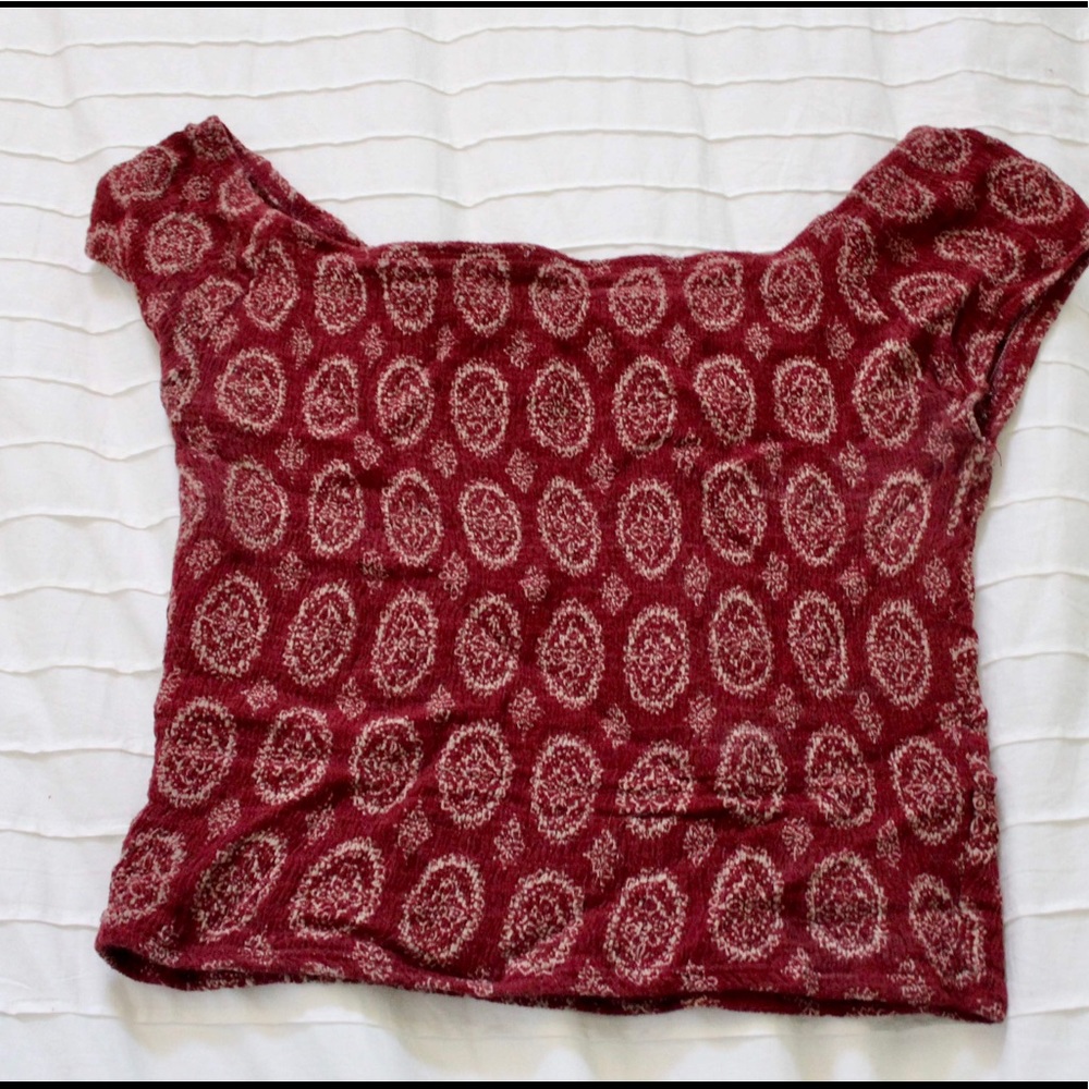 Brandy Melville Ruched Paisley Crop Top